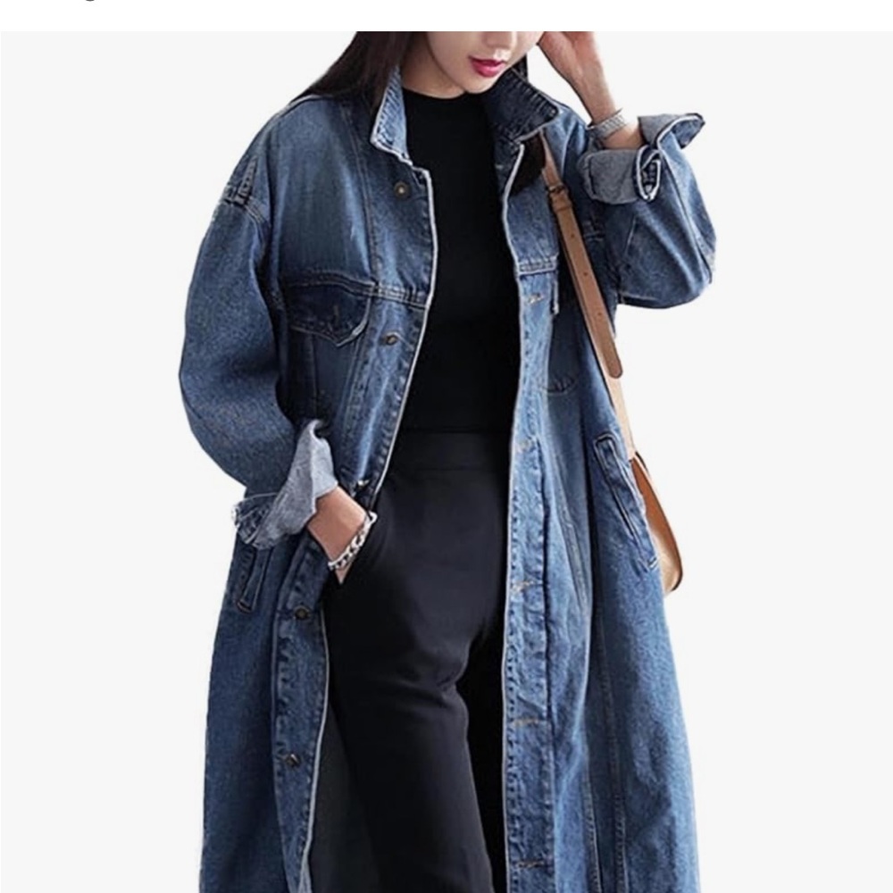 Long denim coat